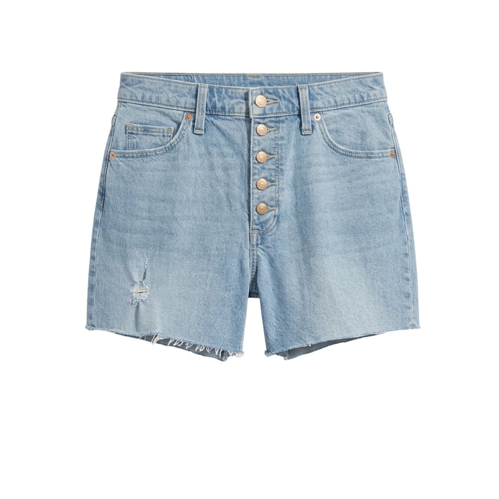 Universal Thread Denim Shorts Womens 10/30R Light Wash Button Fly Distressed Raw